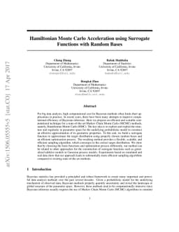 Hamiltonian Monte Carlo Acceleration Using Surrogate Functions with
  Random Bases