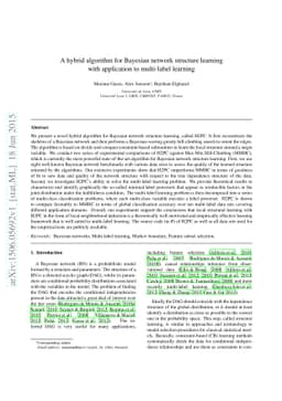 A hybrid algorithm for Bayesian network structure learning with
  application to multi-label learning