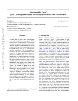 "The Sum of Its Parts": Joint Learning of Word and Phrase
  Representations with Autoencoders