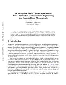 A Convergent Gradient Descent Algorithm for Rank Minimization and
  Semidefinite Programming from Random Linear Measurements