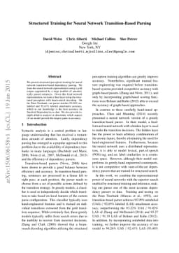 Structured Training for Neural Network Transition-Based Parsing