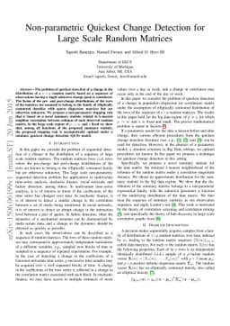 Non-parametric Quickest Change Detection for Large Scale Random Matrices