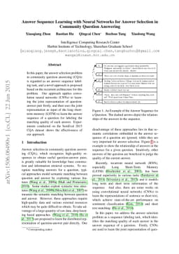 Answer Sequence Learning with Neural Networks for Answer Selection in
  Community Question Answering