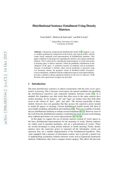 Distributional Sentence Entailment Using Density Matrices