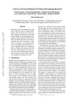 A Survey of Current Datasets for Vision and Language Research