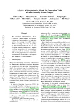 deltaBLEU: A Discriminative Metric for Generation Tasks with
  Intrinsically Diverse Targets