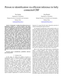 Person re-identification via efficient inference in fully connected CRF