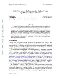 Global Convergence of a Grassmannian Gradient Descent Algorithm for
  Subspace Estimation