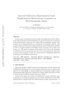 Spectral Collaborative Representation based Classification for Hand
  Gestures recognition on Electromyography Signals