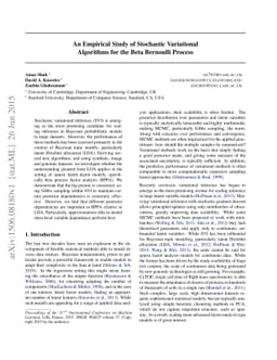 An Empirical Study of Stochastic Variational Algorithms for the Beta
  Bernoulli Process