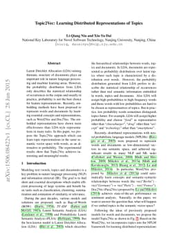 Topic2Vec: Learning Distributed Representations of Topics