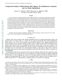 Compressed Sensing of Multi-Channel EEG Signals: The Simultaneous
  Cosparsity and Low Rank Optimization