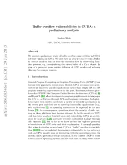 Buffer overflow vulnerabilities in CUDA: a preliminary analysis