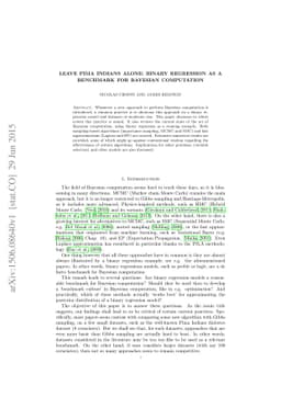 Leave Pima Indians alone: binary regression as a benchmark for Bayesian
  computation