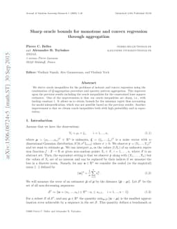 Sharp oracle bounds for monotone and convex regression through
  aggregation