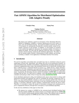 Fast ADMM Algorithm for Distributed Optimization with Adaptive Penalty