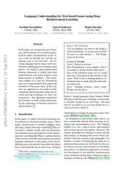 Language Understanding for Text-based Games Using Deep Reinforcement
  Learning