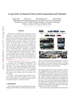 A Large-Scale Car Dataset for Fine-Grained Categorization and
  Verification