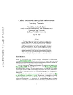 Online Transfer Learning in Reinforcement Learning Domains