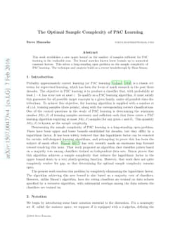 The Optimal Sample Complexity of PAC Learning