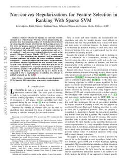 Non-convex Regularizations for Feature Selection in Ranking With Sparse
  SVM