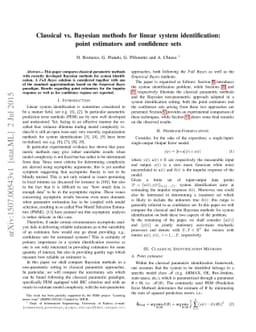 Classical vs. Bayesian methods for linear system identification: point
  estimators and confidence sets