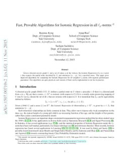 Fast, Provable Algorithms for Isotonic Regression in all
  $\ell_{p}$-norms