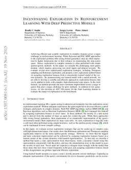 Incentivizing Exploration In Reinforcement Learning With Deep Predictive
  Models