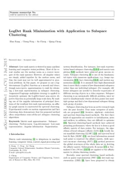 LogDet Rank Minimization with Application to Subspace Clustering
