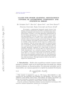 I-LAMM for Sparse Learning: Simultaneous Control of Algorithmic
  Complexity and Statistical Error