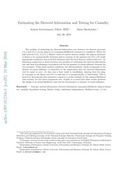 Estimating the Directed Information and Testing for Causality