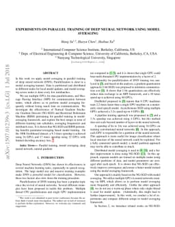 Experiments on Parallel Training of Deep Neural Network using Model
  Averaging