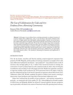 The Cost of Collaboration for Code and Art: Evidence from a Remixing
  Community