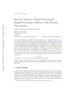 Spectral analysis of high-dimensional sample covariance matrices with
  missing observations