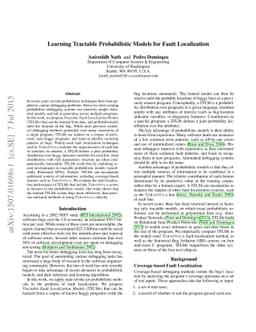 Learning Tractable Probabilistic Models for Fault Localization