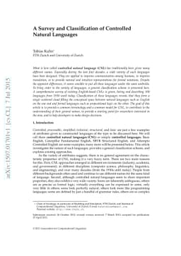A Survey and Classification of Controlled Natural Languages