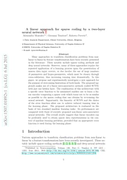 A linear approach for sparse coding by a two-layer neural network