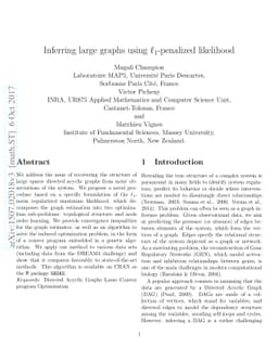 Inferring large graphs using l1-penalized likelihood