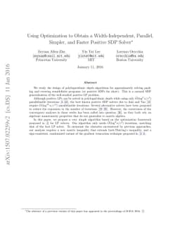 Using Optimization to Obtain a Width-Independent, Parallel, Simpler, and
  Faster Positive SDP Solver