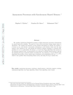 Anonymous Processors with Synchronous Shared Memory