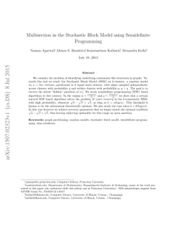 Multisection in the Stochastic Block Model using Semidefinite
  Programming