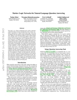 Markov Logic Networks for Natural Language Question Answering