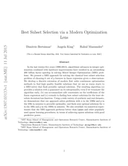 Best Subset Selection via a Modern Optimization Lens