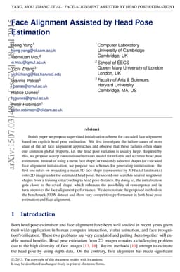 Face Alignment Assisted by Head Pose Estimation