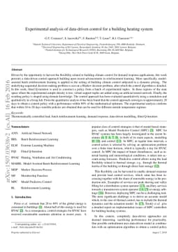 Experimental analysis of data-driven control for a building heating
  system