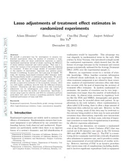 Lasso adjustments of treatment effect estimates in randomized
  experiments