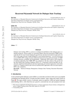 Recurrent Polynomial Network for Dialogue State Tracking