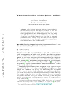 Solomonoff Induction Violates Nicod's Criterion