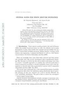 Optimal rates for finite mixture estimation