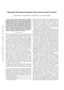 Humanoid Momentum Estimation Using Sensed Contact Wrenches